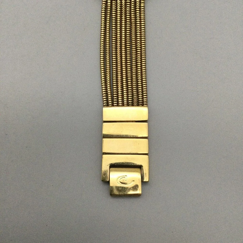 Cenere Womens Watch 24mm White MOP Dial Gold Tone Crystals New Battery 7.25